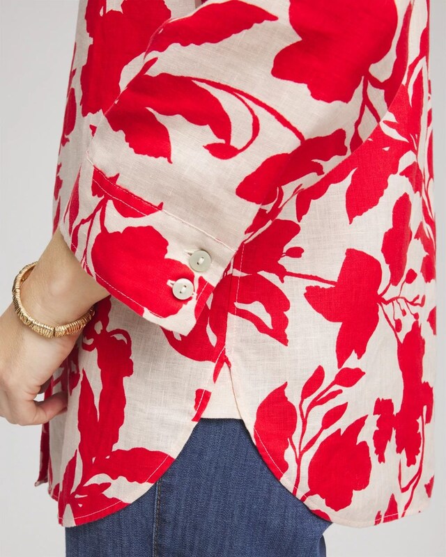 No Iron Floral Linen Shirt - image 4